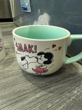 Peanuts Mint Green Ceramic Mug with Peanuts Label